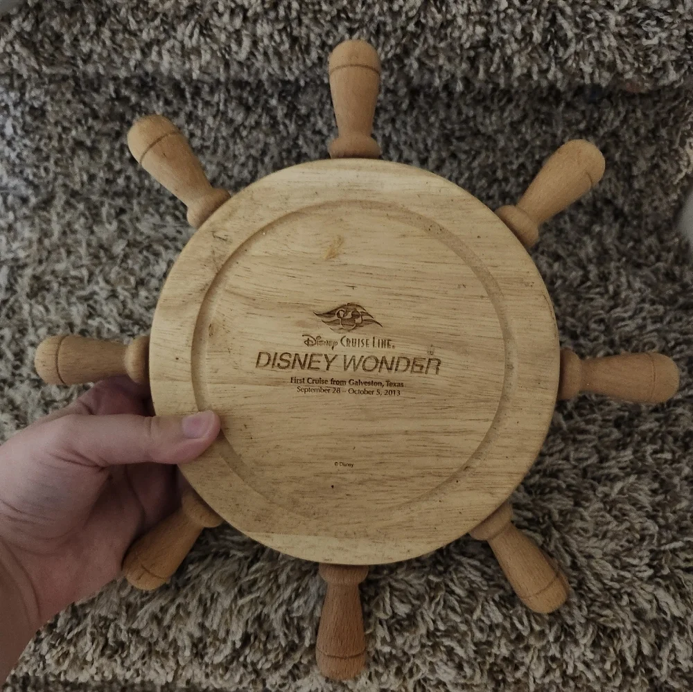 Disney Wonder Wooden Ship Wheel Lazy Susan Cheese Board